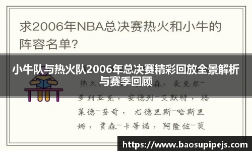 小牛队与热火队2006年总决赛精彩回放全景解析与赛季回顾